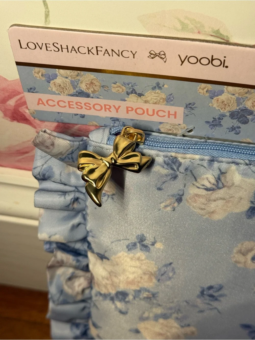 LoveShackFancy x Target - Yoobi Blooming Heirloom Zip Pencil Ruffle Whisper Blue